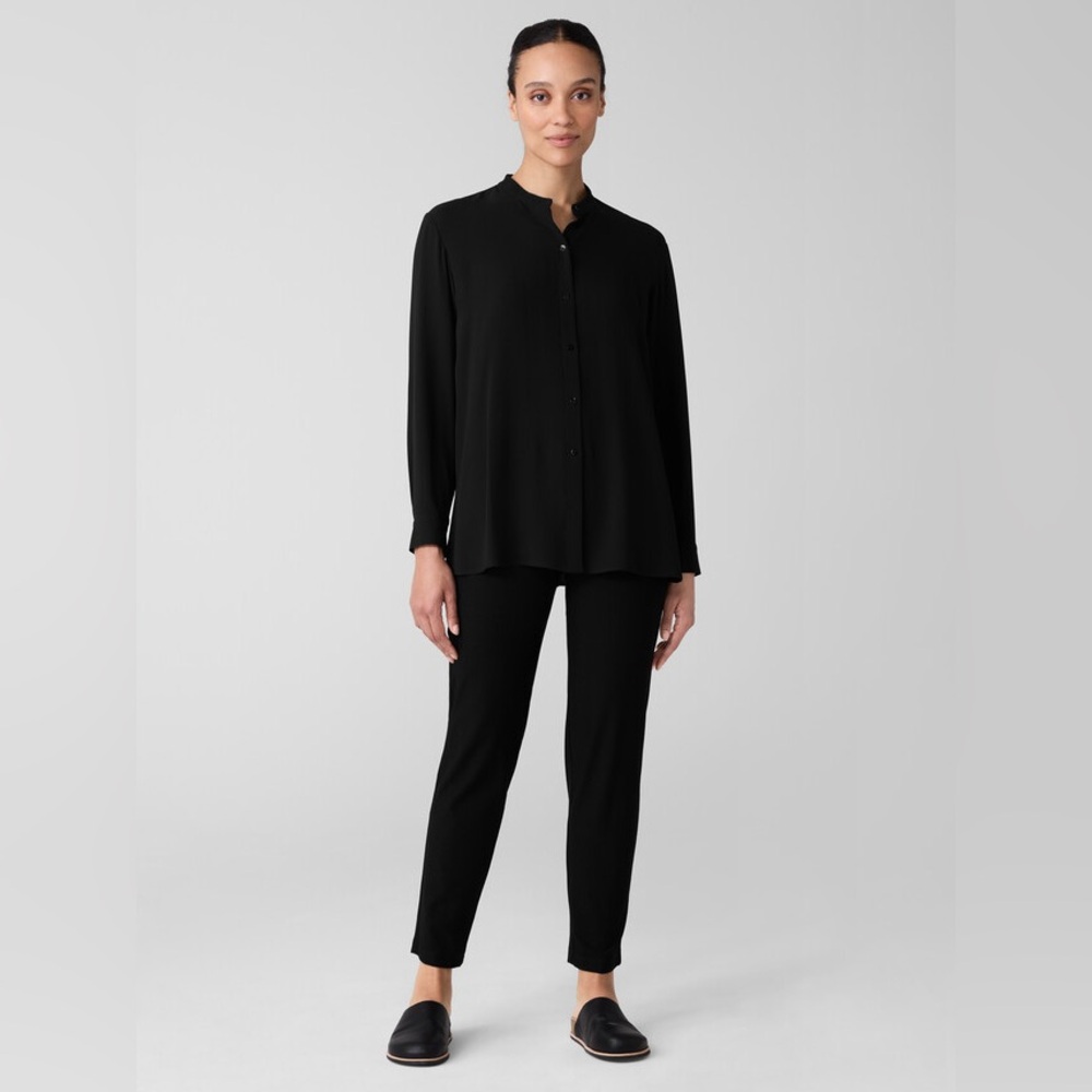 Eileen Fisher Classic washable Crepe Stretch Slim Ankle Pant Black Trousers